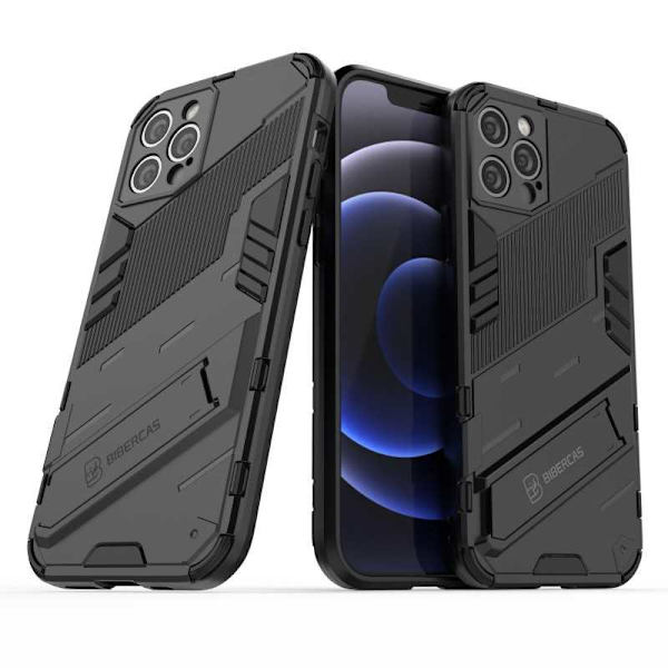 iPhone 12 Pro stødsikkert etui med Kickstand ThinArmor V2 Svart