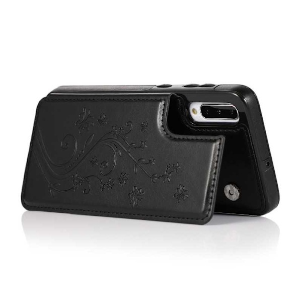 Samsung A50 iskunkestävä kansikorttipidike 3-POCKET Flippr V2 Black