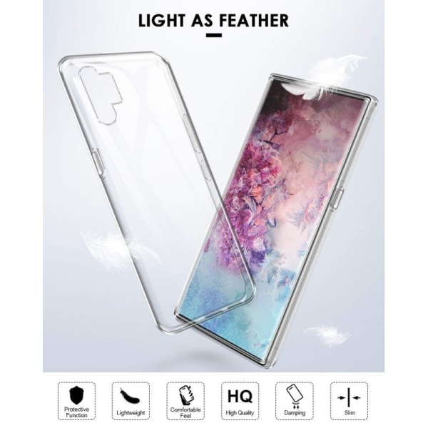 Yksinkertainen Samsung Note 10 Plus -iskuja vaimentava silikonik Transparent