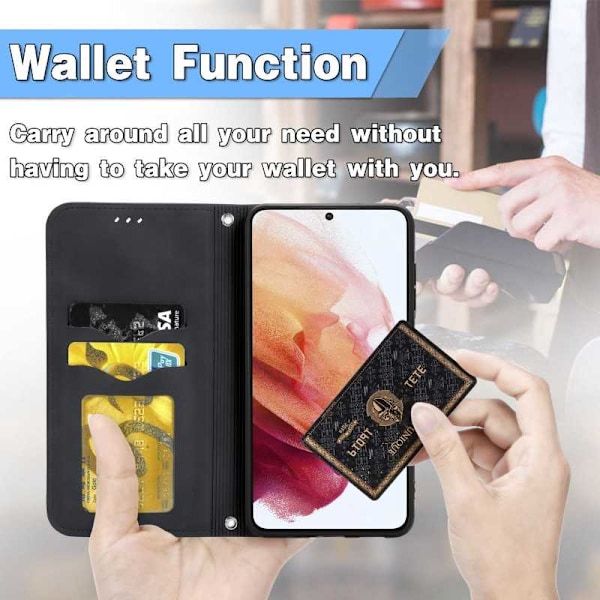 Samsung Galaxy S22 Plus Flipfodral Kortfack Mocka Svart