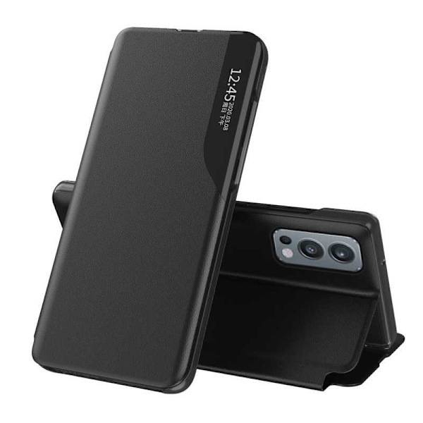OnePlus Nord 2 5G Stilfuldt Smart View-etui - Sort Black