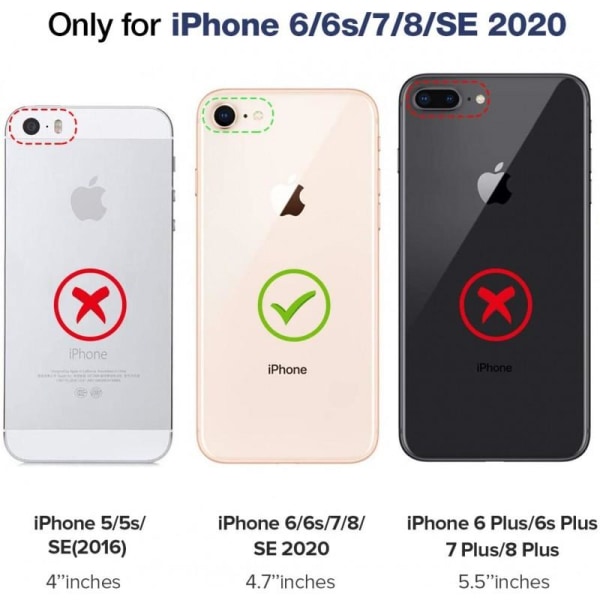 iPhone 6S/7/8/SE (2020&2022) Stødsikkert cover med ugyldigt kort Black