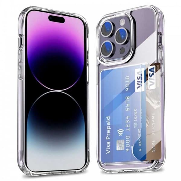 iPhone 13 Pro Max Iskunkestävä kansi korttilokerolla V3 Transparent