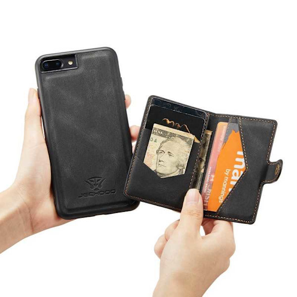 iPhone 8 Plus iskunkestävä kotelo magneettisella korttitelineellä JeeHood Black