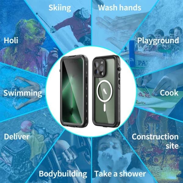 iPhone 14 Pro Max Täysi peittävä vedenpitävä Premium Shell - 2m Transparent