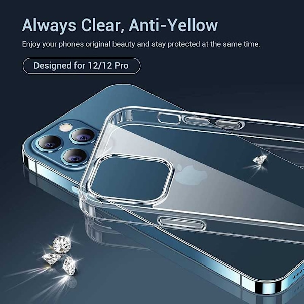 iPhone 12 Stöttåligt Genomskinligt Skal Simple Transparent