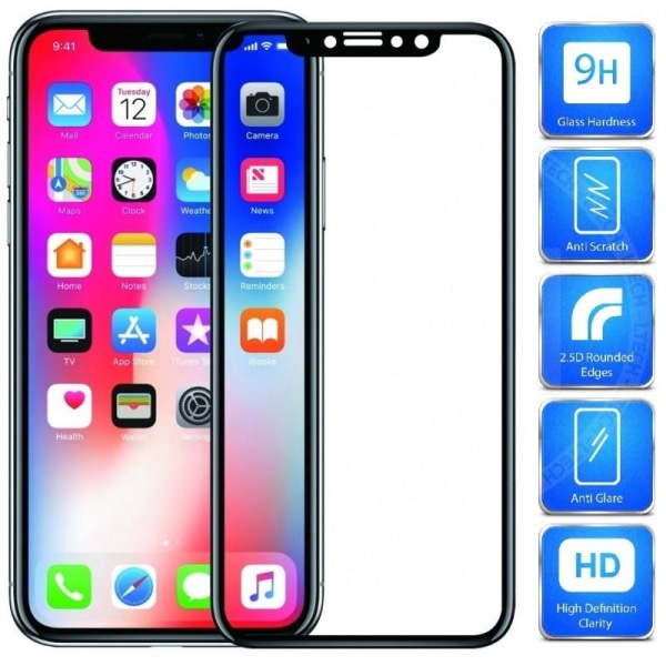 iPhone X hærdet glas 0,26 mm 2,5D 9H Fullframe Transparent