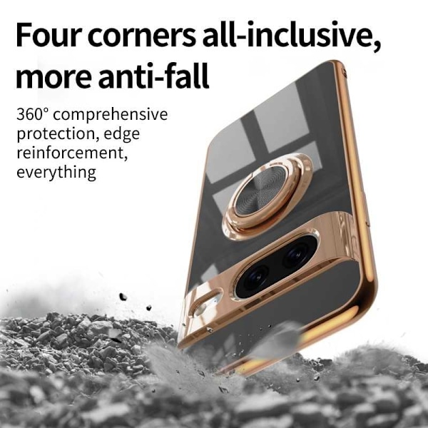 Google Pixel 8 Elegant & Stöttåligt Skal med Ringhållare Flawless Rosenguld