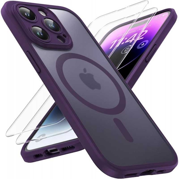 3in1 komplet iPhone 13 Pro stødabsorberende etui MagSafe-kompatibel - lilla
