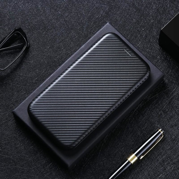 Samsung A71 Flip Veske Kortspor CarbonDreams Black