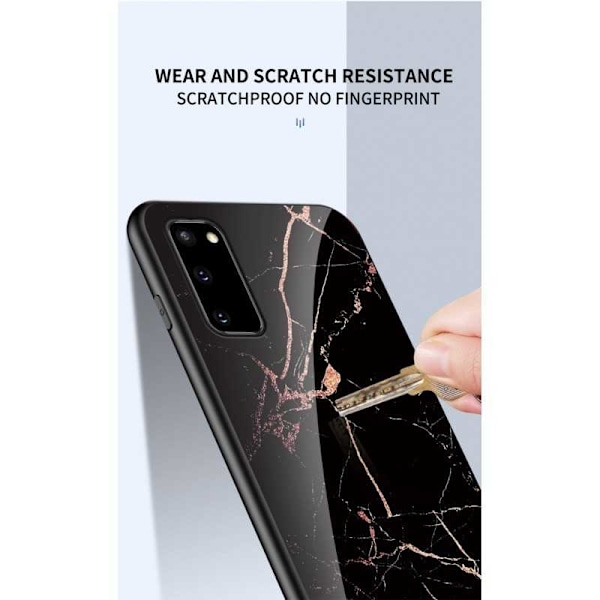 Samsung A52 / A52s 4G / 5G Marmorskal 9H Härdat Glas Baksida Glassback V2 MultiColor Svart/Guld