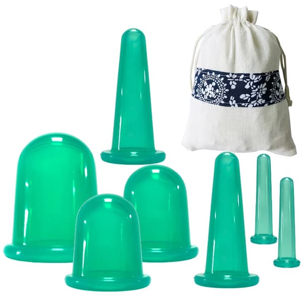 Silikon Anti-Cellulit Vakuum Massage Koppar Kropps Sugkoppar Smärtlindring Roller Handhållen Sugkoppar Koppning Terapi Set~04903