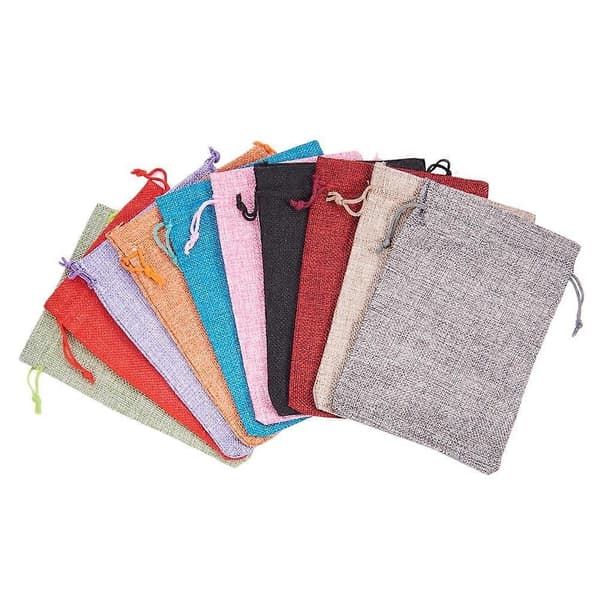 10 st Burlap Presentpåsar Linne Smyckespåse Smyckespåsar Säckar Snacks Inpackningspåse Julgåvor Påsar