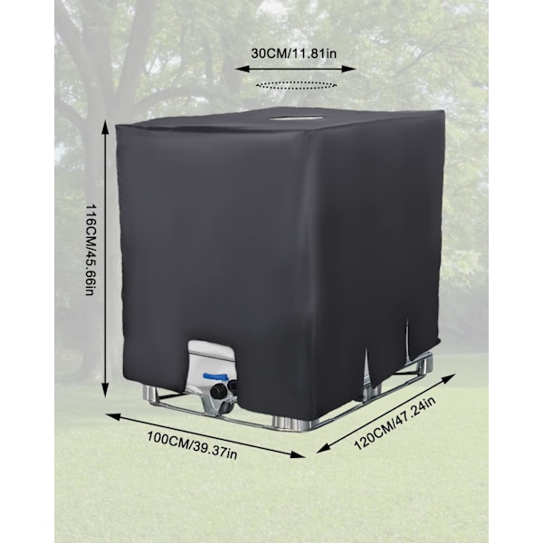 IBC-behållare, skydd, anti-UV, skyddsfodral för vattentank 1000 l, skyddskåpa Svart