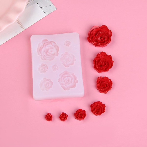 7 storlekar Resin Rose Flower Pendant Silikonform Resin Smycken Ma