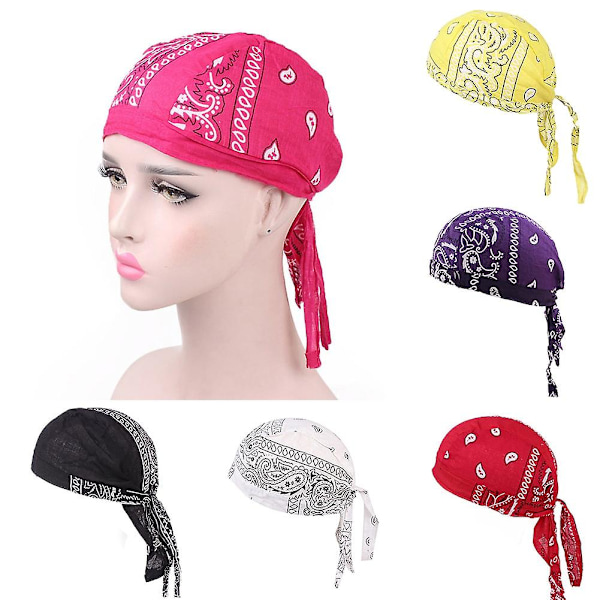 Bomull Herr Dam Pirater Cap Cykel Pannband Hatt Bandana huvudduk Rose Red