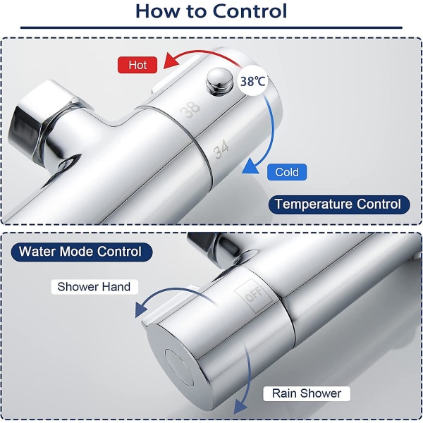 Blandare Termostatisk Dusch 2 Utgångar, Mässing Dusch Termostatisk Kran, Dubbel Duschblandare Hi