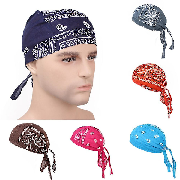 Bomull Herr Dam Pirater Cap Cykel Pannband Hatt Bandana huvudduk Red