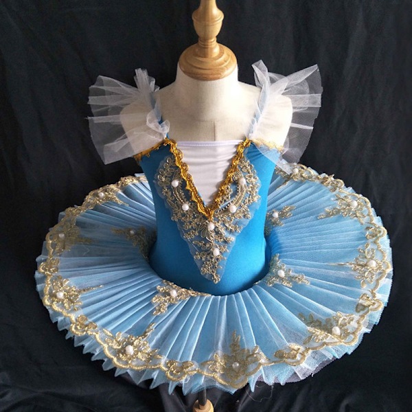"Girl's Professional Balett Tutu Klänningar Balett blue1" blue1 150cm
