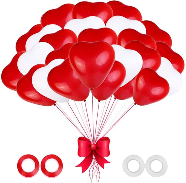 Valentinsdag - 100-pak - hjerteformede balloner