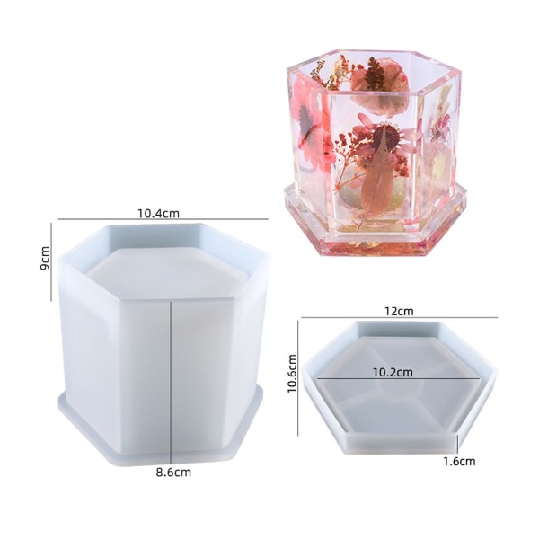 Epoxihartsform DIY Ljusstakeform Sukkulent Planterfat Hexagon