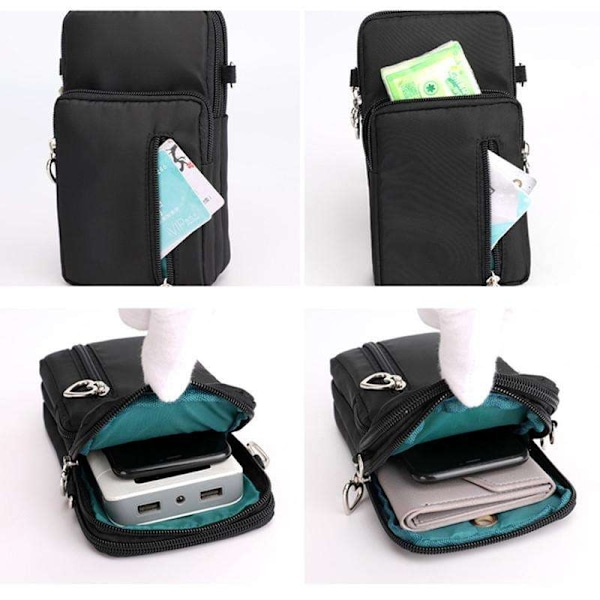 Axelväska för mobilen - Plånbok, Handväska, Clutch - Svart Black Svart