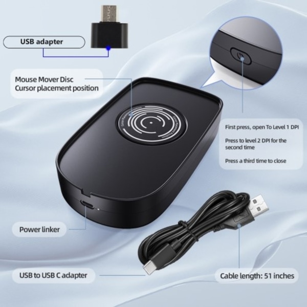 Mouse Jiggler Simulate Mouse Mover håller datorn aktiv trådlös mus Wiggler Black Svart