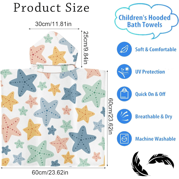 Barnens Huvad Handduk, Strand Cartoon Badrock, Barnens Huvad Handduk, Poncho Huvad Handduk, Barnens Strand Handduk med Huva, Barnens Poncho Handduk