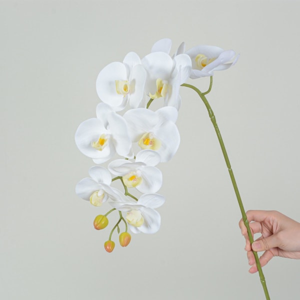 Faux Orchid Real Touch Signal Stam Phalaenopsis Orkidé Spray med 9 stora blommor för hemmet Light Purple