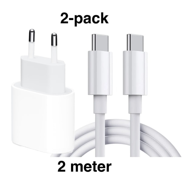 2-pack Samsung Snabbladdare - Adapter + Kabel 20W USB-C 2m Vit