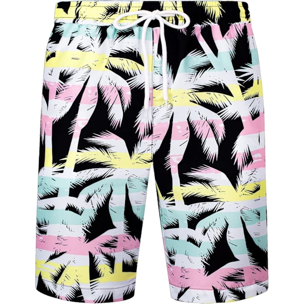 Herr Hawaiian skjorta och shorts set Regular Fit kortärmad casual funky strand flamingo skjorta set M M Black Tree