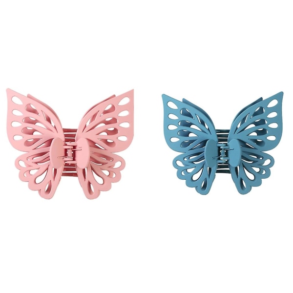 Princess Hollow Hårclips Non-slip Claw Barrettes Ponytail Holde Pink blue