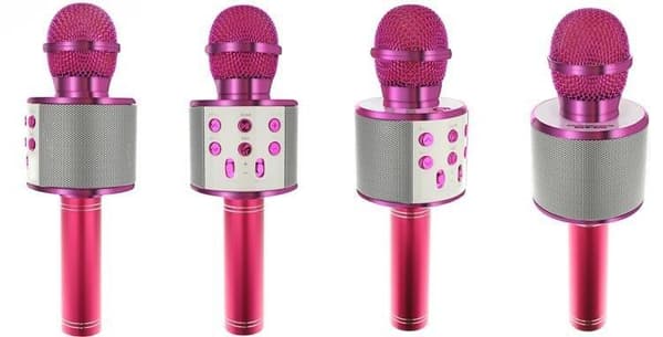 Karaokemikrofon med høyttaler og Bluetooth Pink Rosa