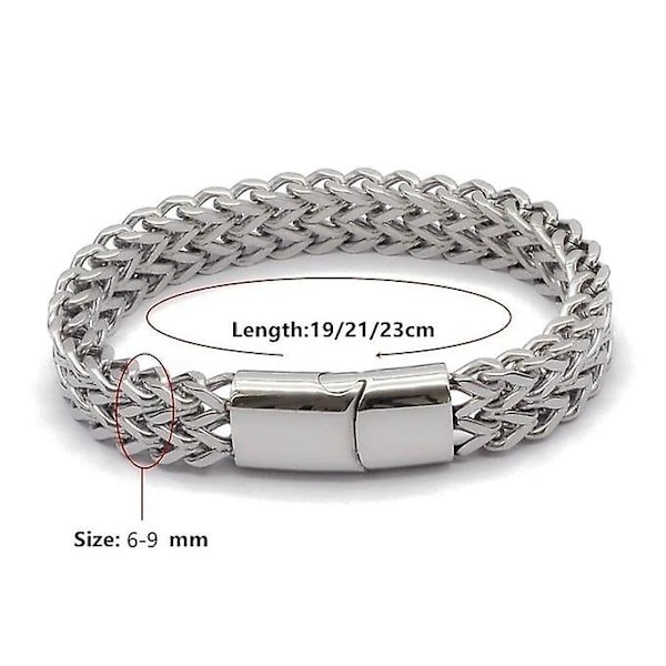 Armband för män i rostfritt stål med flätad magnetlås - 23 cm