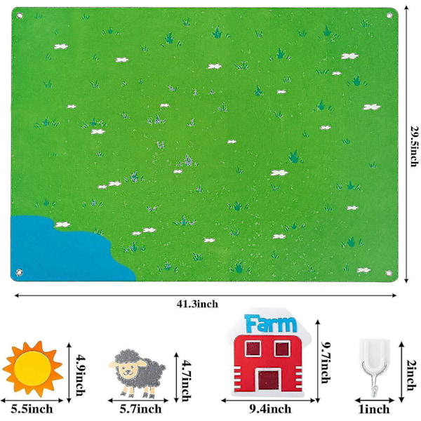Farm Animals Filt Berättelse Tavla Set 3.5ft Förskola Bondgård Tema Berättande Vägg Hängande Leksak