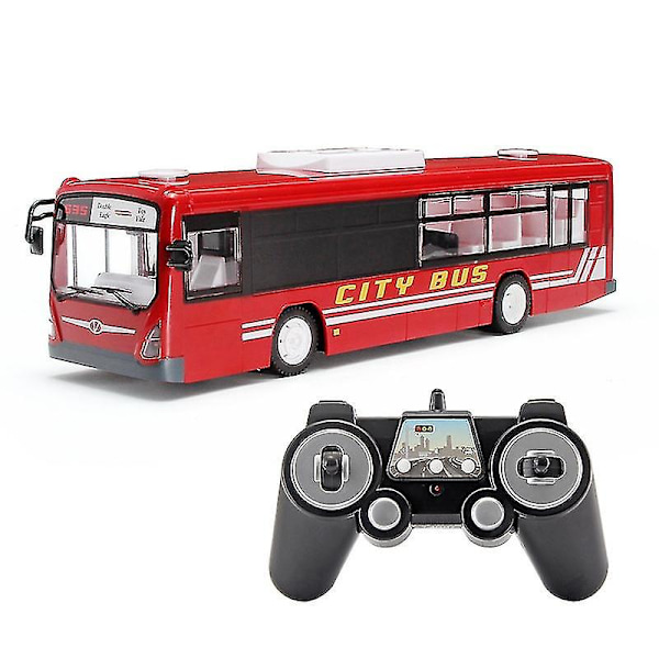 2.4g RC-buss 6-kanals fjärrkontroll stadsbuss hög hastighet en knapp öppning dörr RC-buss med realistiskt ljud ljus -ES CN CN E635-001-red