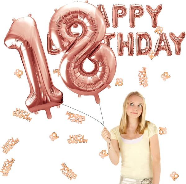 18 års rosegull bursdagsdekorasjon, gratulerer med dagen banner, han