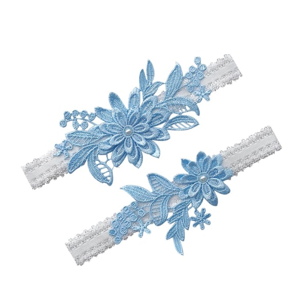 2 stycken bröllopsslyngor Daisy Lace Brudslingsa Handsydda Falska Pärlor Slinga för Brud