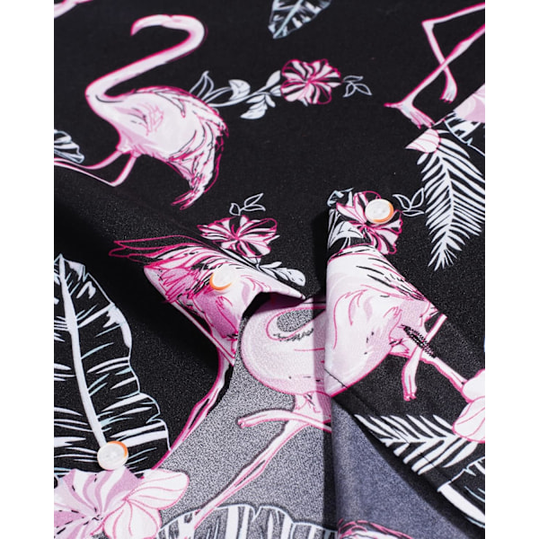 Herr Hawaiian skjorta och shorts set Regular Fit kortärmad casual funky strand flamingo skjorta set S S Black Flamingo