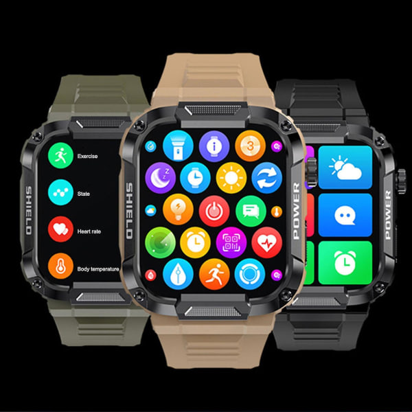 Gard Pro Ultra Smart Watch Mk66, Military Magnetic Charging Fitness Tracker Black
