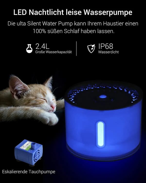 2,4L katt- og hundevannfontene - Automatisk vanndispenser for kjæledyr