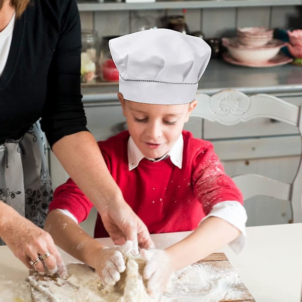 4 st barnkockhattar 3-13 år gamla, justerbar matlagningsmössa pojkeflicka, andningsbar kock i polycotton, cap för toddler för husmanskost (wh
