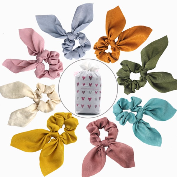 8-pack Scrunchies Hårsnoddar Satin Olika Färger Flerfärgade