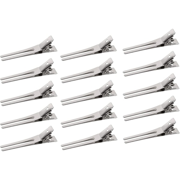 50-pack DIY lockar för lockar, frisör dubbla stift lockar silver metall alligator klämmor metall krokodil alligator hårklämmor för Salo