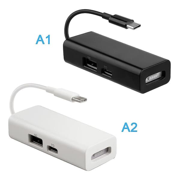 Usb-c Magsafe Adapter 3 i 1 Typ-c til Magsafe 1/2 Konverter Adapter for Bærbare datamaskiner Smartphones Black