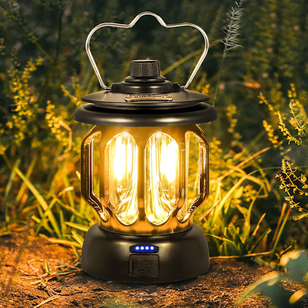 LED Vintage USB Uppladdningsbar Campinglampa Dimbar Varmvit
