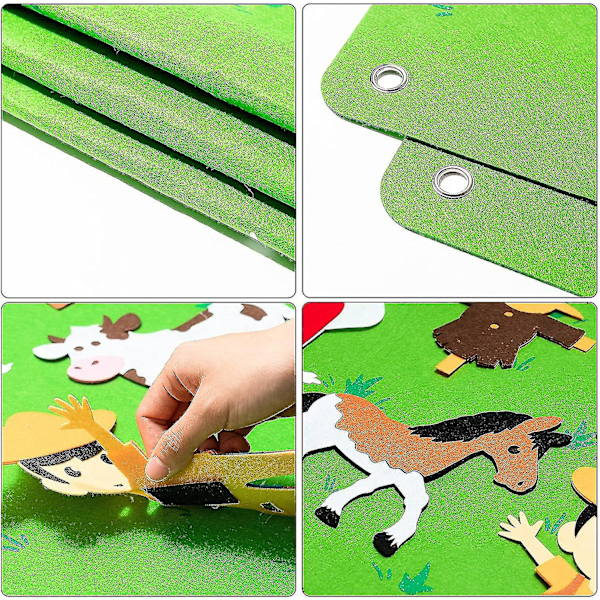 Farm Animals Filt Berättelse Tavla Set 3.5ft Förskola Bondgård Tema Berättande Vägg Hängande Leksak