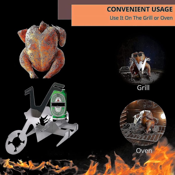Kycklingstek, ölburk kycklinghållare för grill Motorcykel ölburk kycklingstek