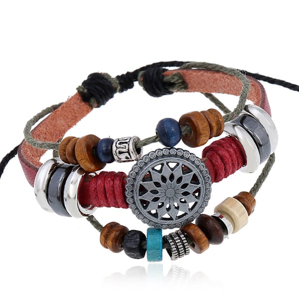 Vintage läderarmband av nötkreatur Fashionabla temperamentsfulla läderarmband med alla m White pigu copper parts