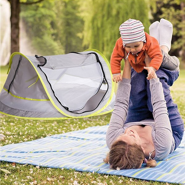 Baby Strandtält, Baby Strand Pop Up Tält, UPF 50+ Solskydd Baby Tält, Baby Tält med Myggnät, Solskydd för Flickor Pojkar, Strandparasoll för